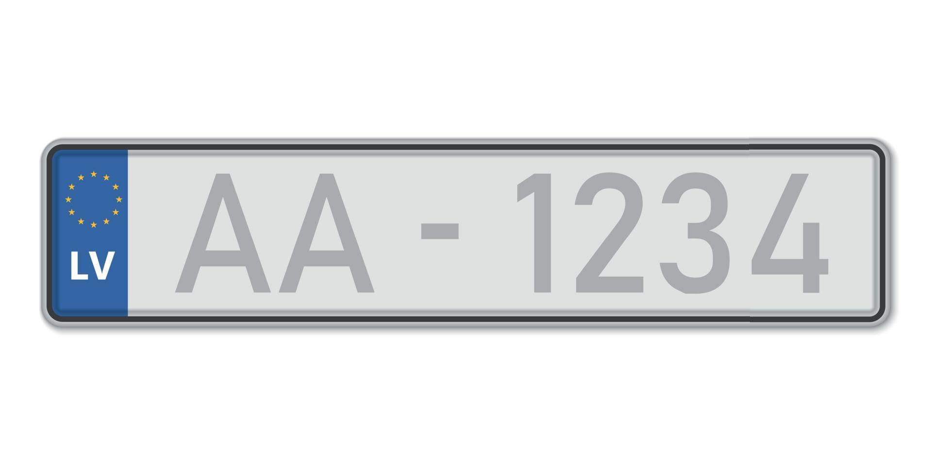 Car number plate. Vehicle registration license of Latvia vector