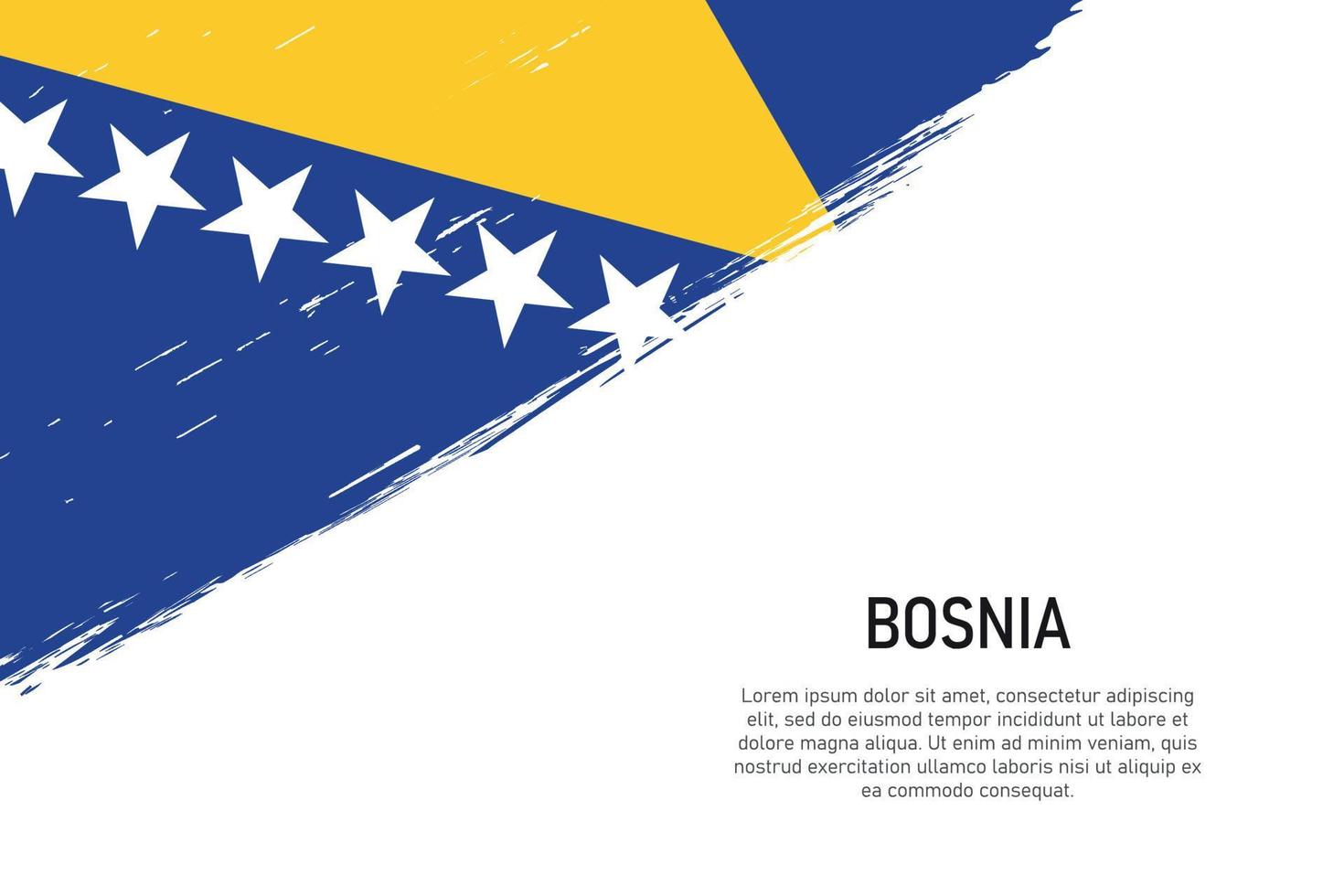 Fondo de trazo de pincel de estilo grunge con bandera de bosnia vector