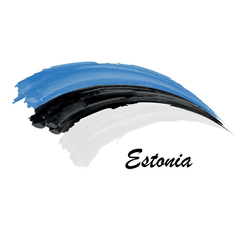 bandera de acuarela de estonia. ilustración de trazo de pincel vector