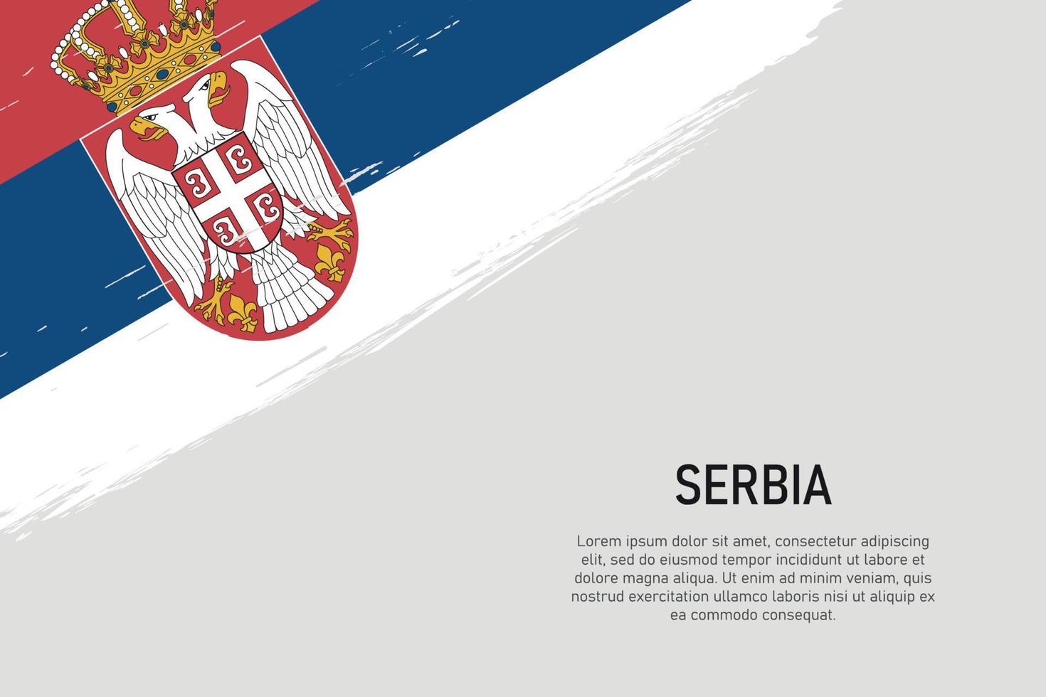 Grunge styled brush stroke background with flag of Serbia vector