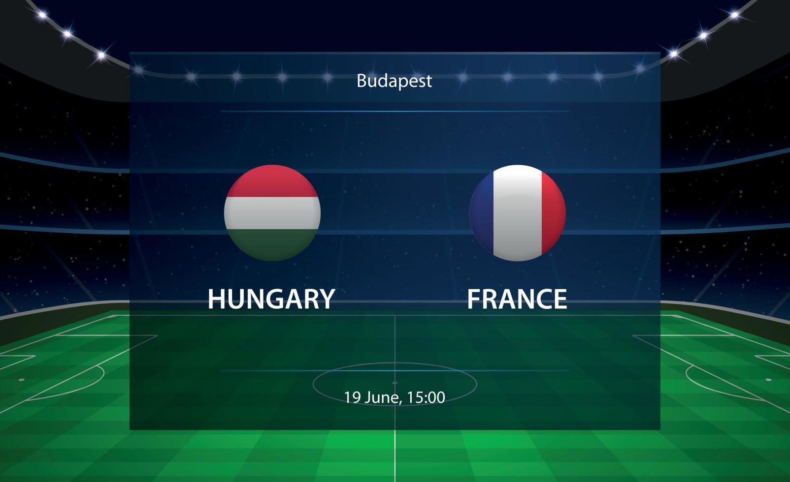 marcador de futbol hungria vs francia. transmisión de fútbol gráfico vector