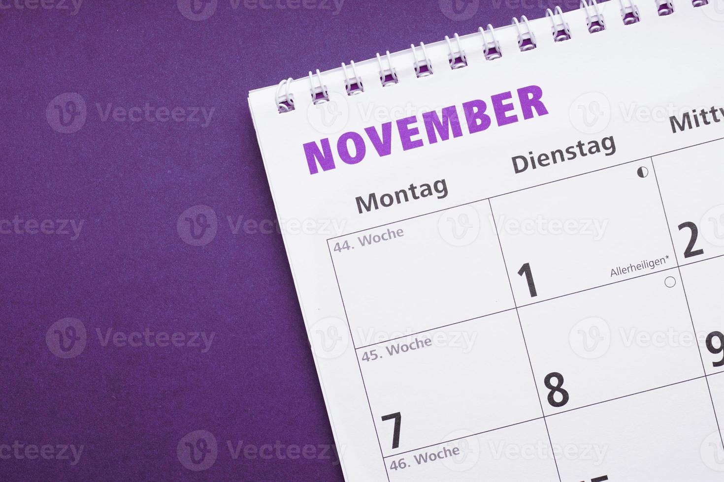 german calendar or monthly planner for november photo