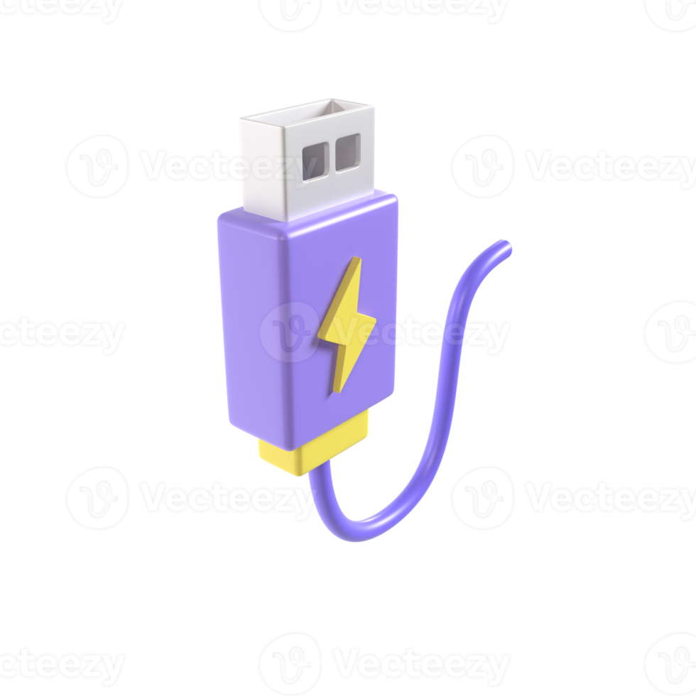usb cable 3d illustration rendering png