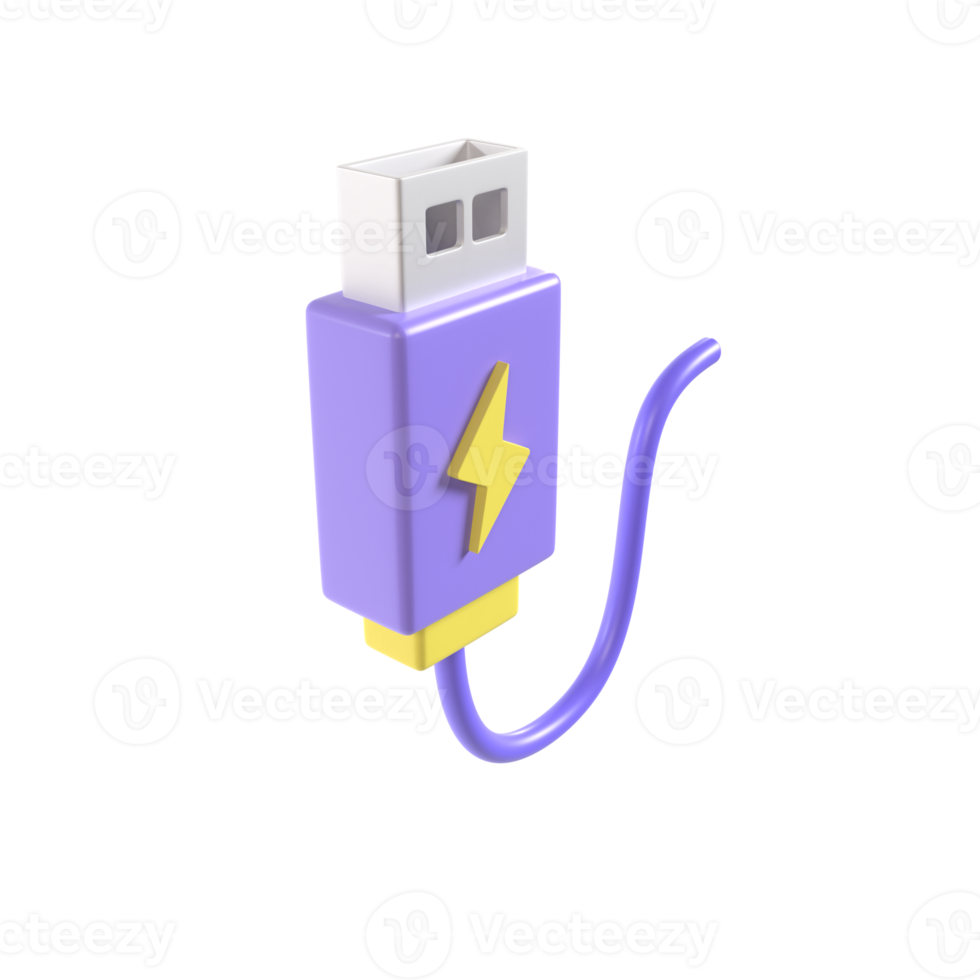 renderizado de ilustración 3d de cable usb png