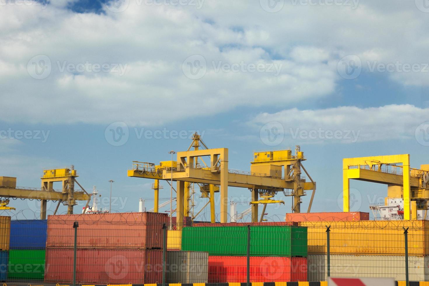 container ship leaving the container port terminal photo