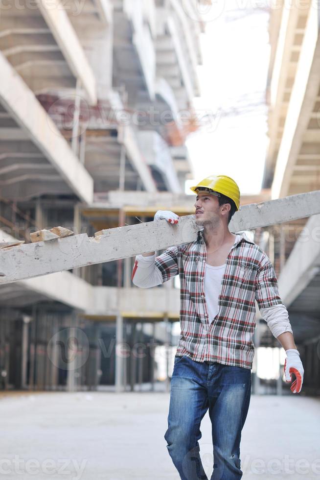 hard worker on construction site photo