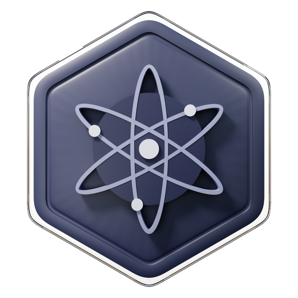 cosmos átomo insignia crypto 3d renderizado png