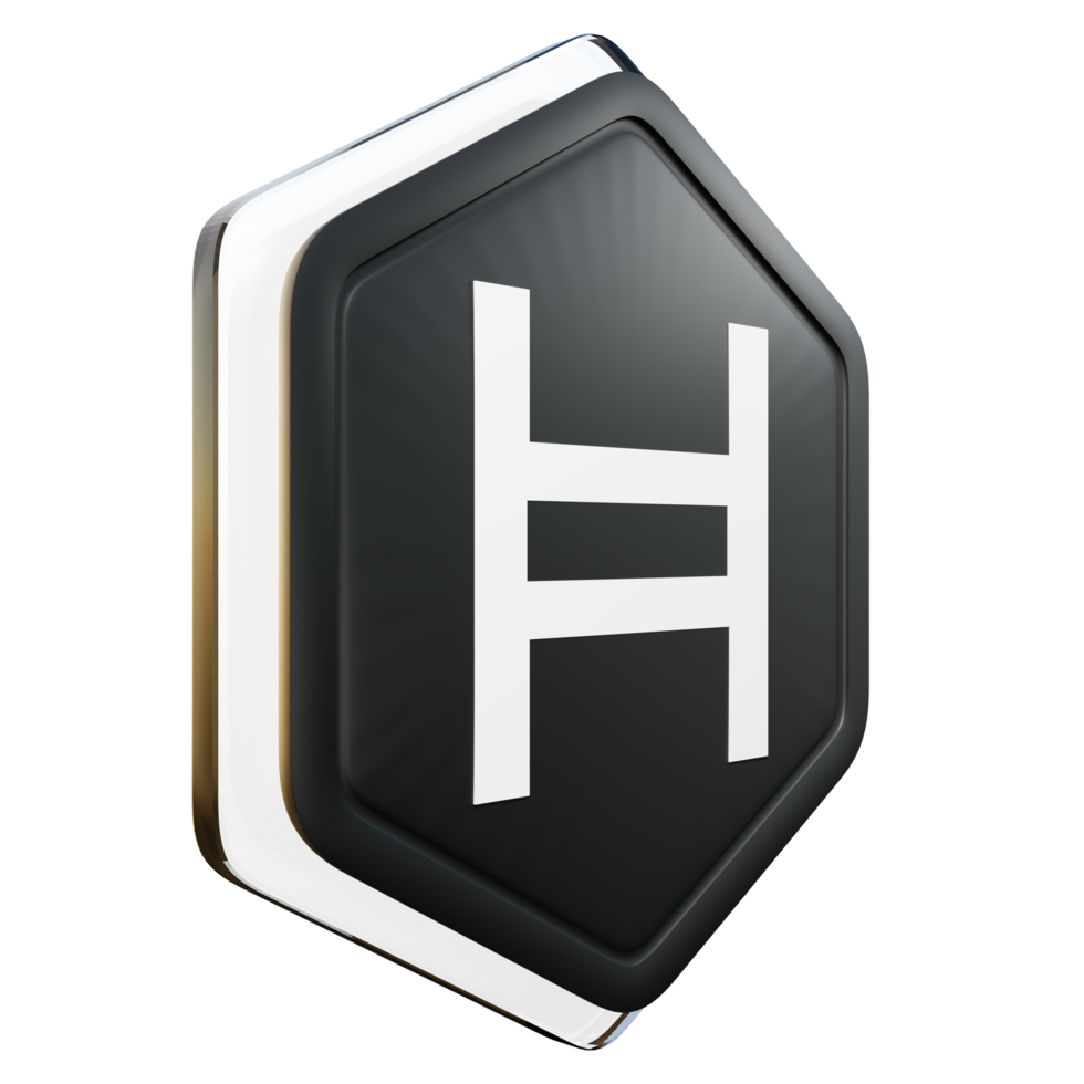 renderização 3d de criptografia de emblema hedera hbar png