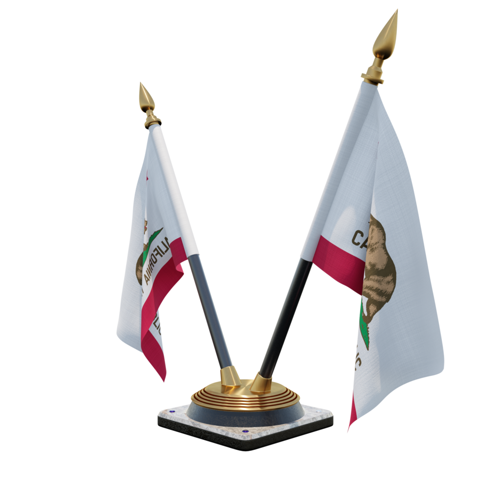 Californië 3d illustratie dubbele v bureau vlag staan png