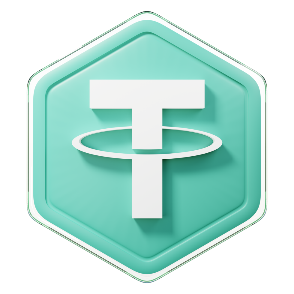 Tether USDT Badge Crypto Isolated On White Background Blockchain Technology 3D Rendering png