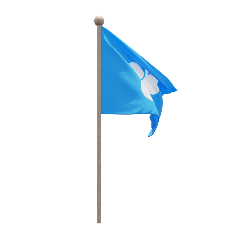 OPEC 3d illustration flag on pole. Wood flagpole png