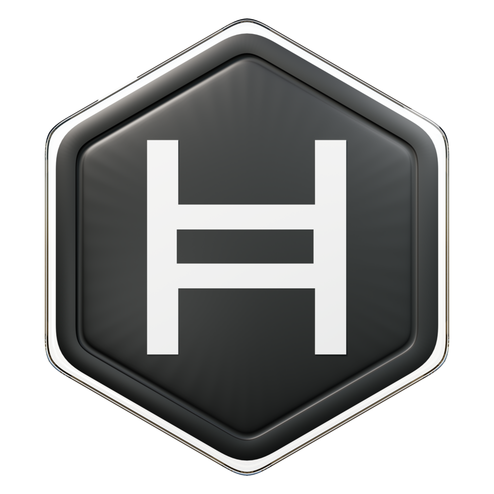 renderização 3d de criptografia de emblema hedera hbar png