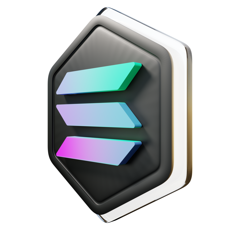 Solana SOL Badge Crypto 3D Rendering png