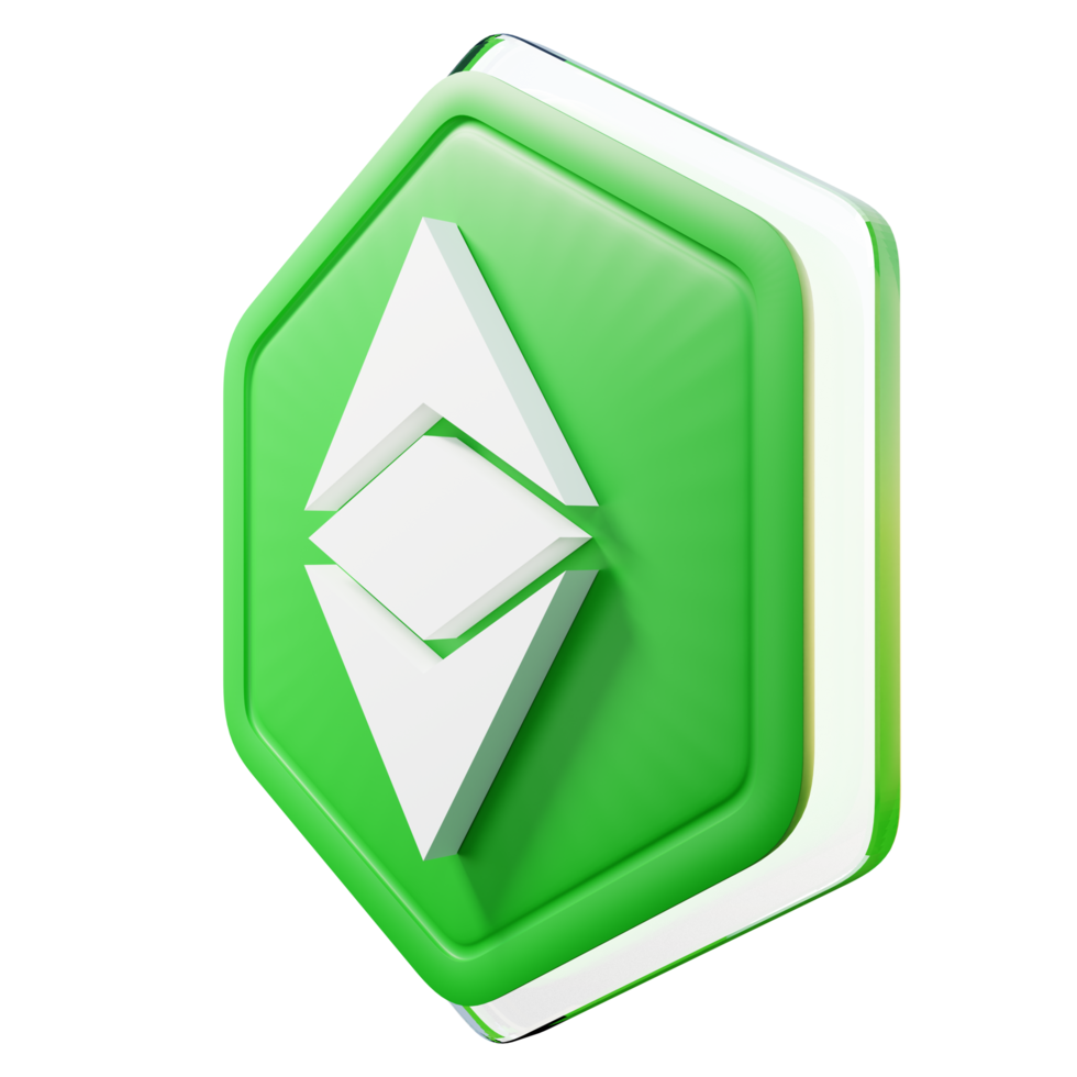 renderização em 3d de criptografia de crachá ethereum clássico etc png