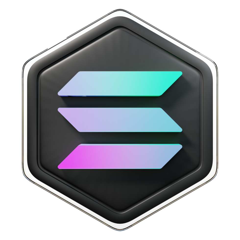 Solana SOL Badge Crypto 3D Rendering png