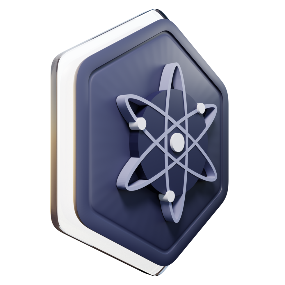 Cosmos ATOM Badge Crypto 3D Rendering png