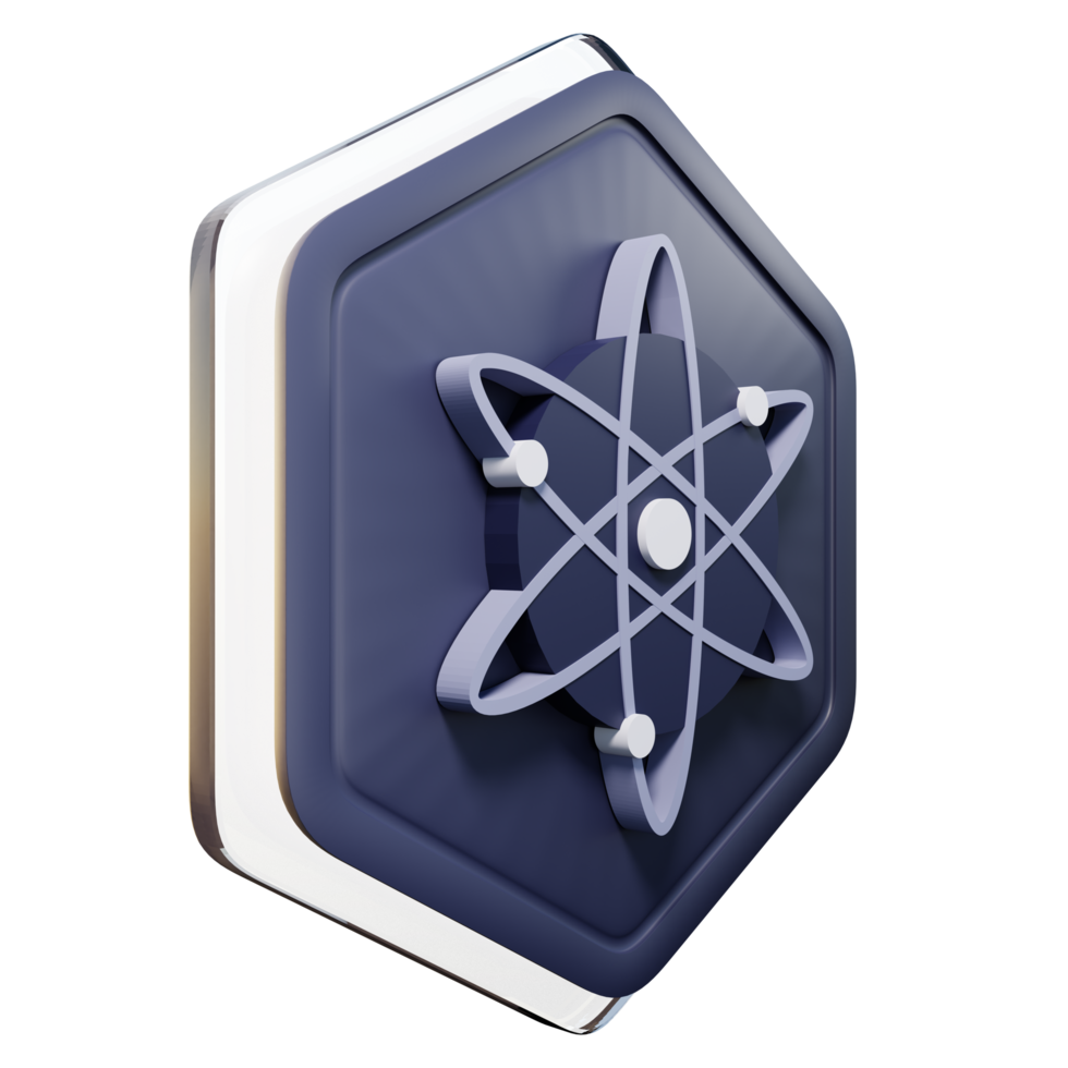 Cosmos ATOM Badge Crypto 3D Rendering png