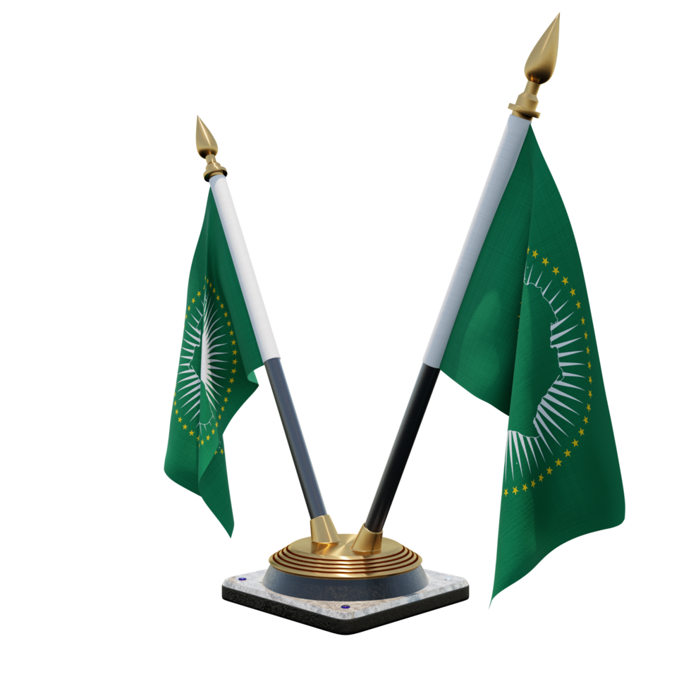 African Union 3d illustration Double V Desk Flag Stand png