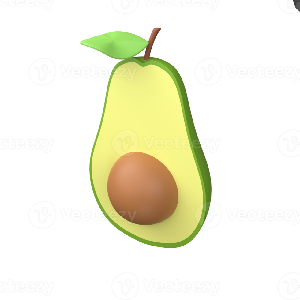 avocado 3d illustration rendering png