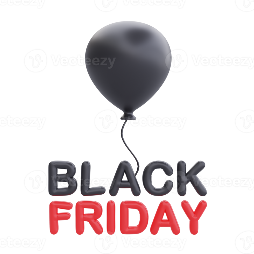 Black Friday Super Sale with balloon, Christmas and Happy New Year promotion, 3d rendering. png