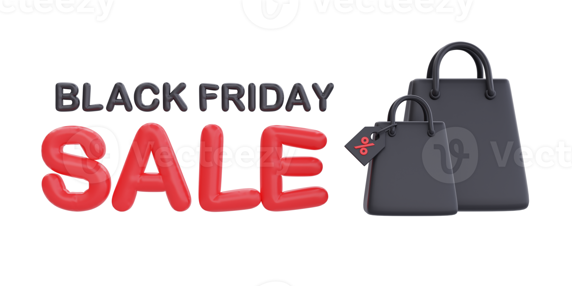 Black Friday Super Sale with shopping bags, Christmas and Happy New Year promotion, 3d rendering. png