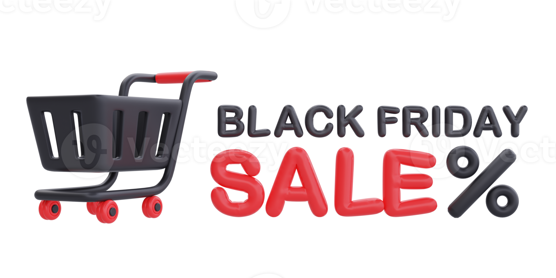 Black Friday Super Sale with shopping cart, Christmas and Happy New Year promotion, 3d rendering. png