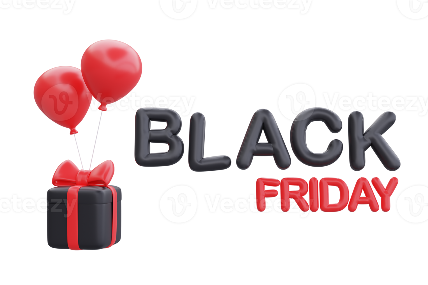 super vente du vendredi noir avec coffrets cadeaux et ballon, promotion de noël et bonne année, rendu 3d. png