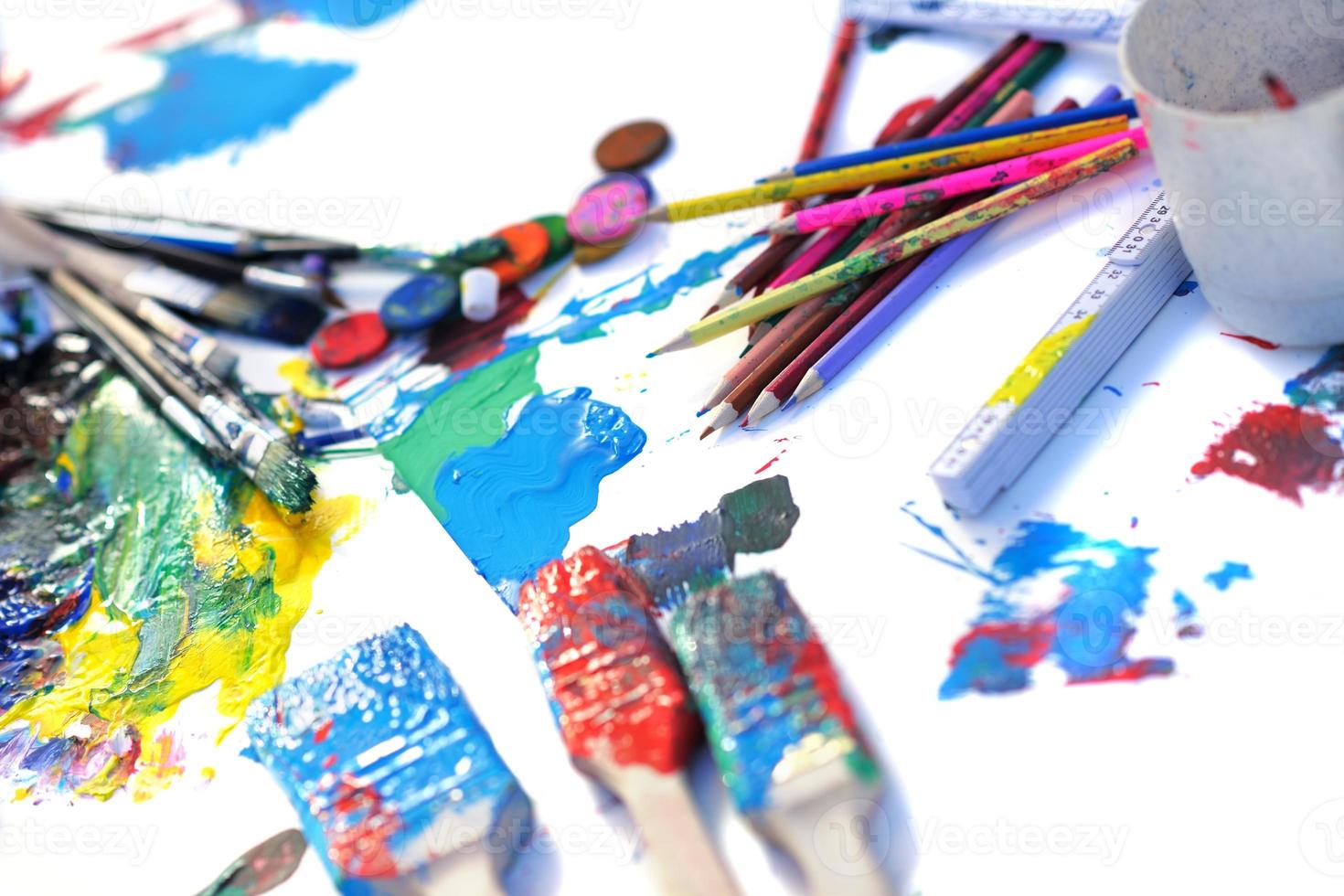 Colors on white surface photo