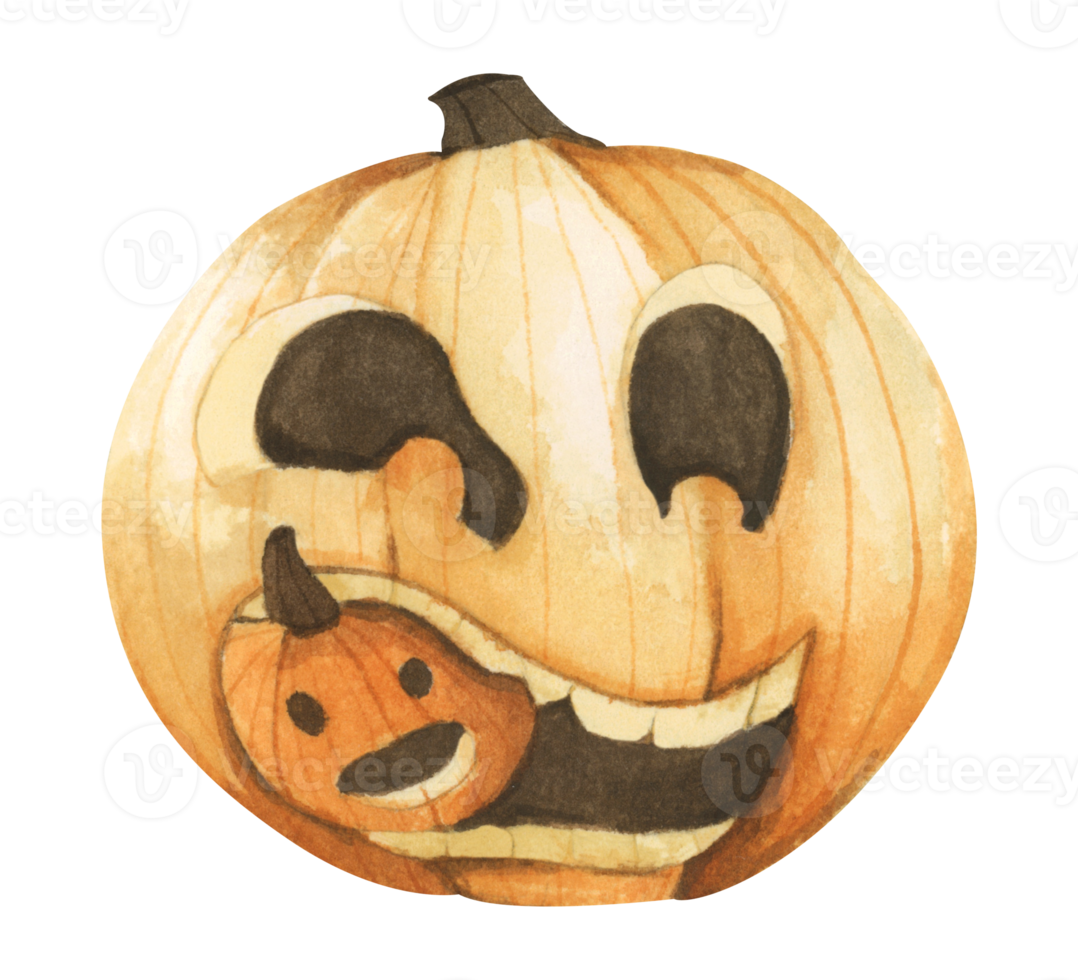 Pumpkin for Halloween. Watercolor illustration. png