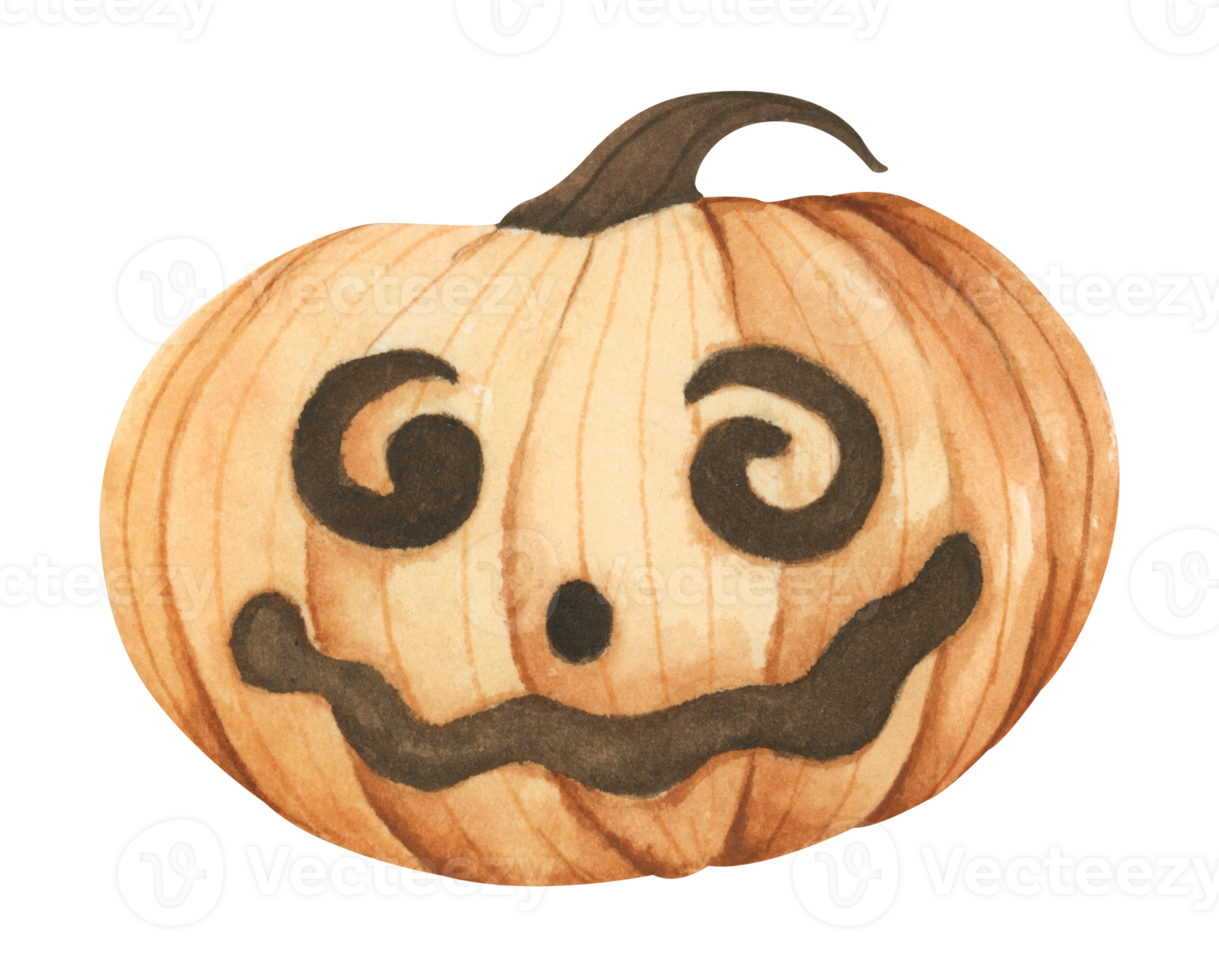 Pumpkin for Halloween. Watercolor illustration. png