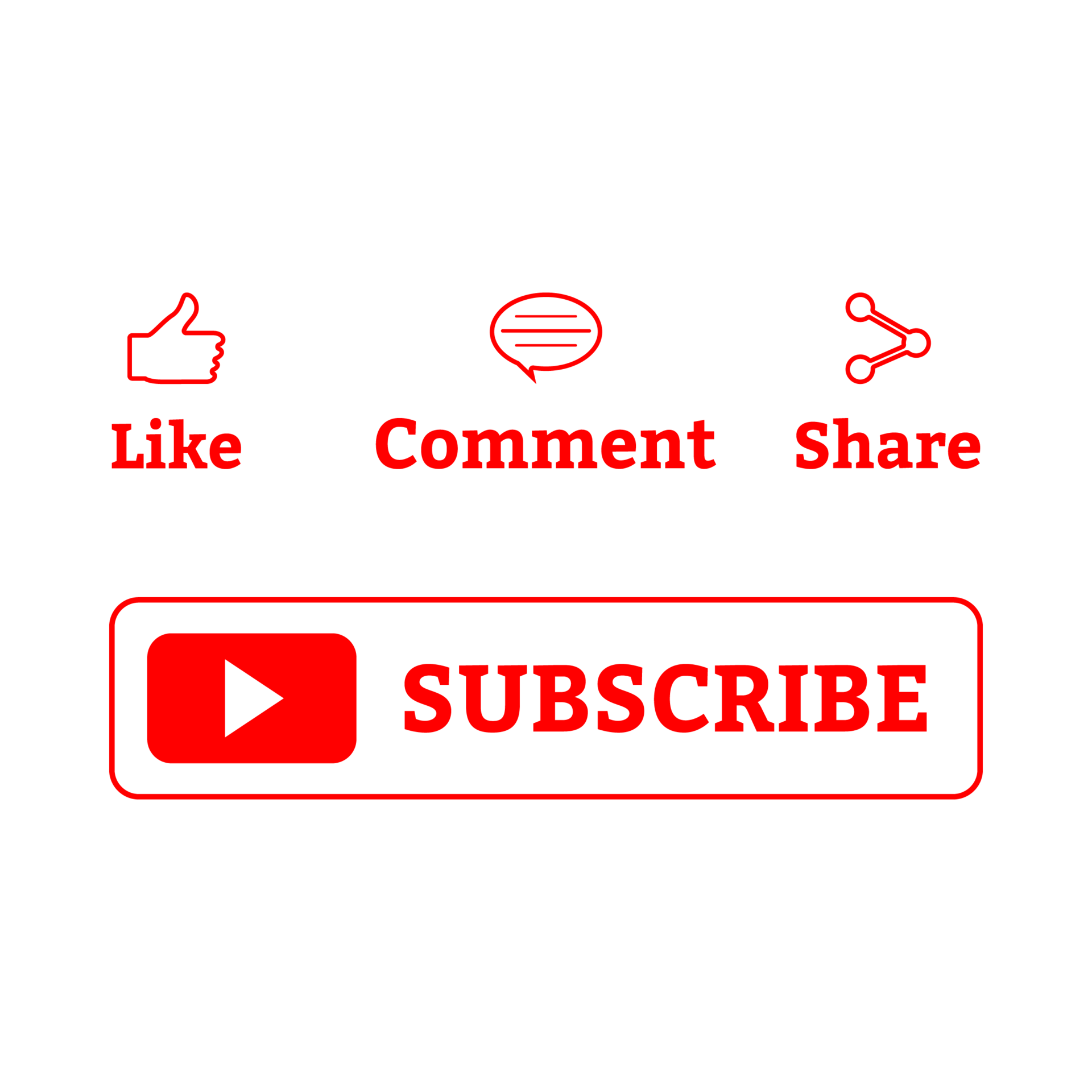 Red Subscribe Button Png Image With Like Comment And Share Icons