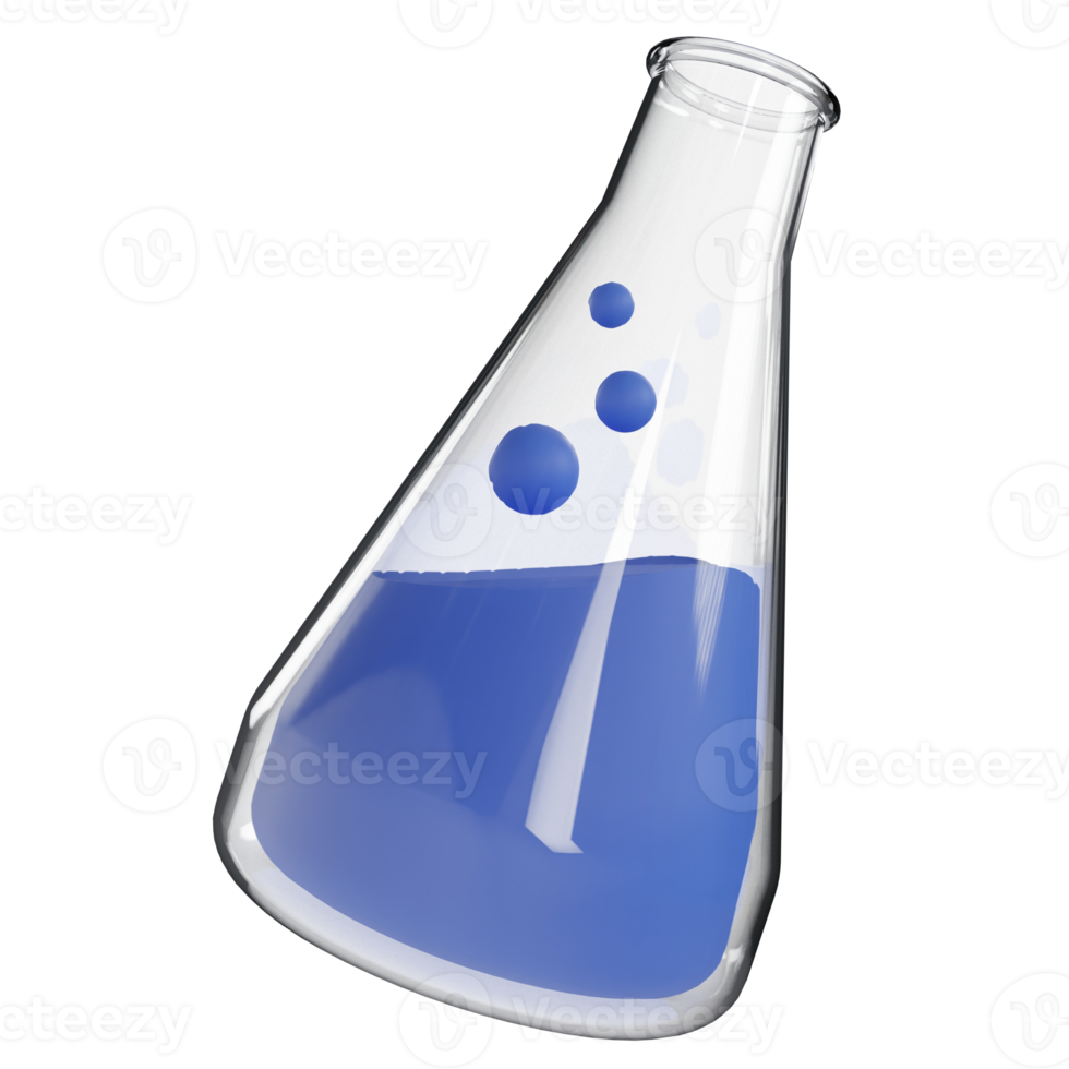 3D Chemistry Transparent Flask Illustration Premium PNG