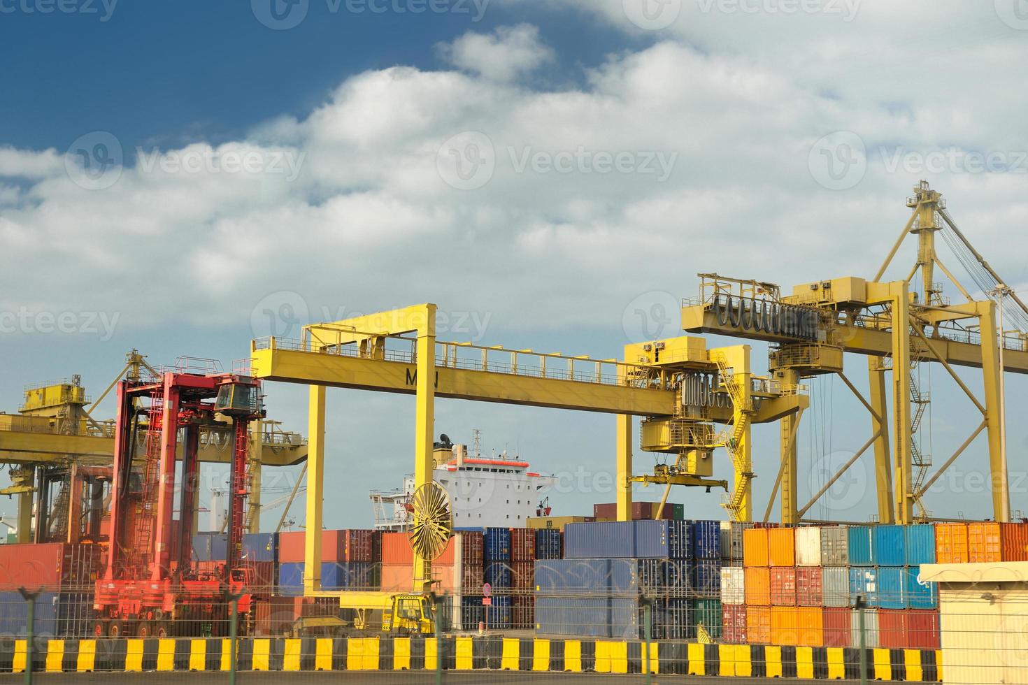 container ship leaving the container port terminal photo