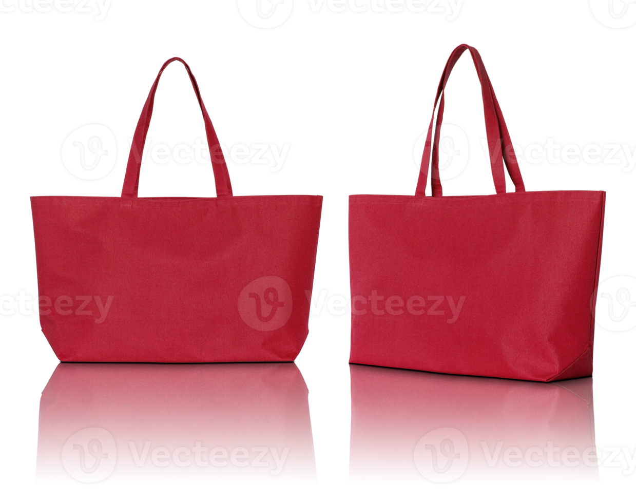 red shopping bag isolated with reflect floor for mockup png