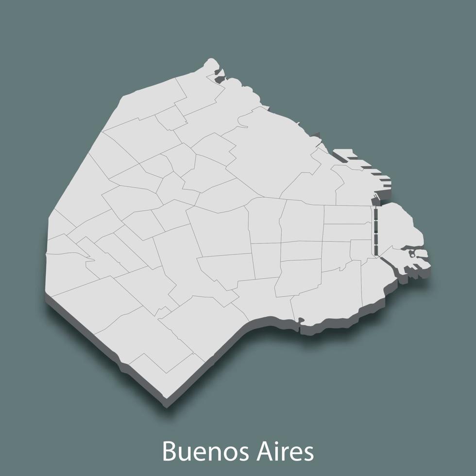 3d isometric map of Buenos Aires is a city of Argentina vector