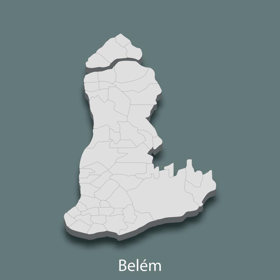 Mapa isométrico 3d de belem es una ciudad de brasil vector