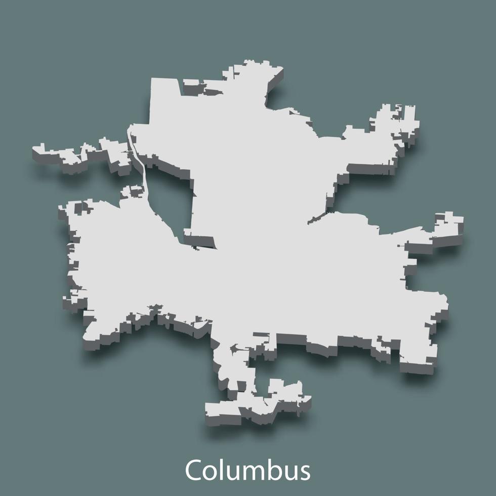 3d isometric map of Columbus is a city of United States vector