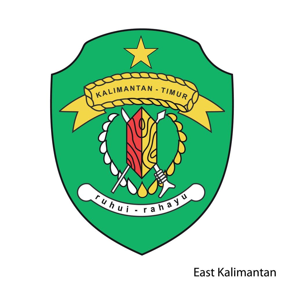 Coat of Arms of East Kalimantan is a Indonesian region. Vector e