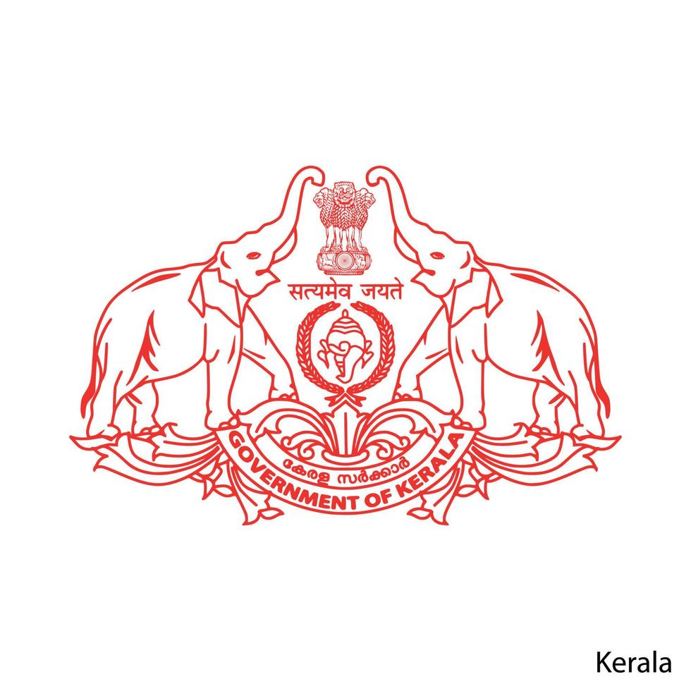 Coat of Arms of Kerala is a Indian region. Vector emblem