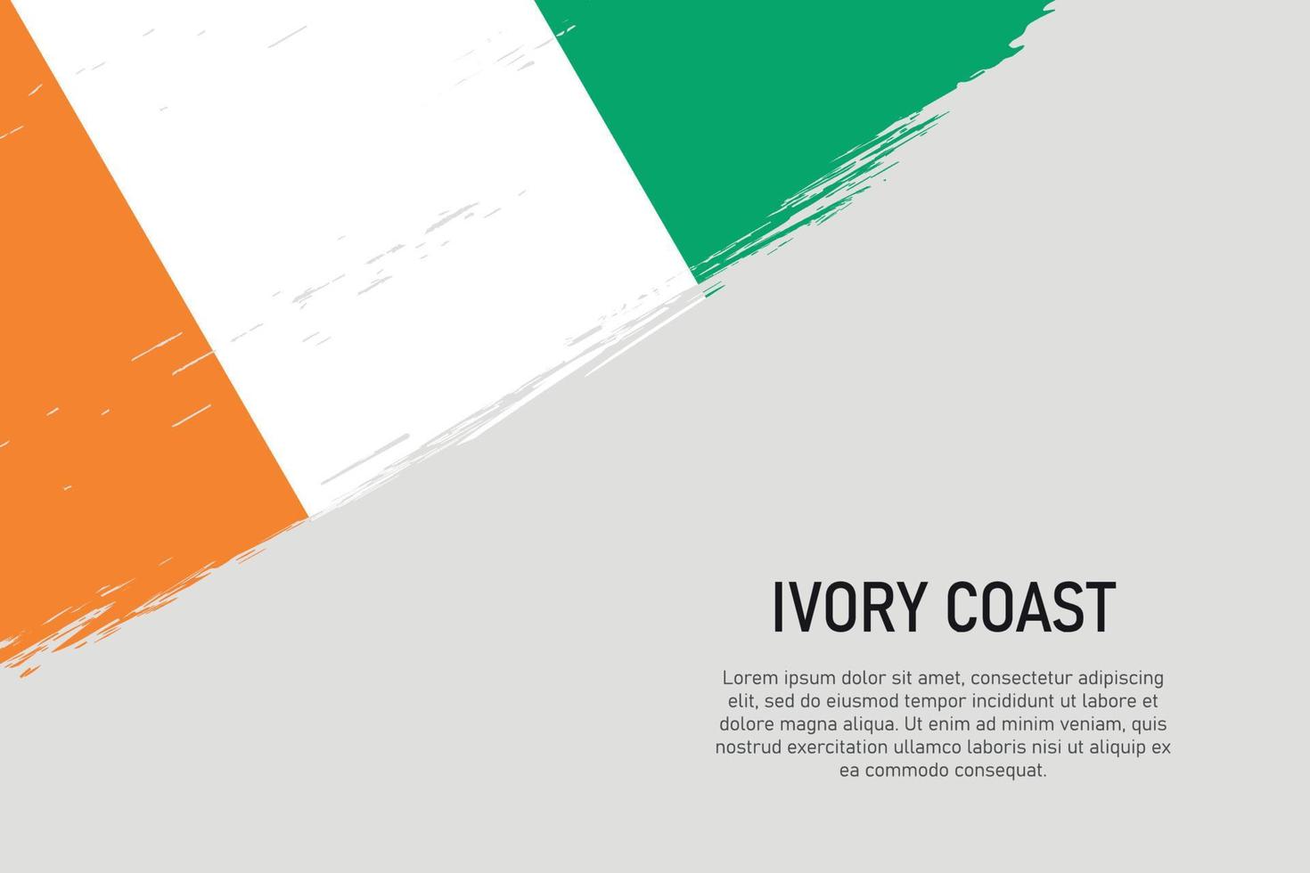 Grunge styled brush stroke background with flag of Ivory Coast vector