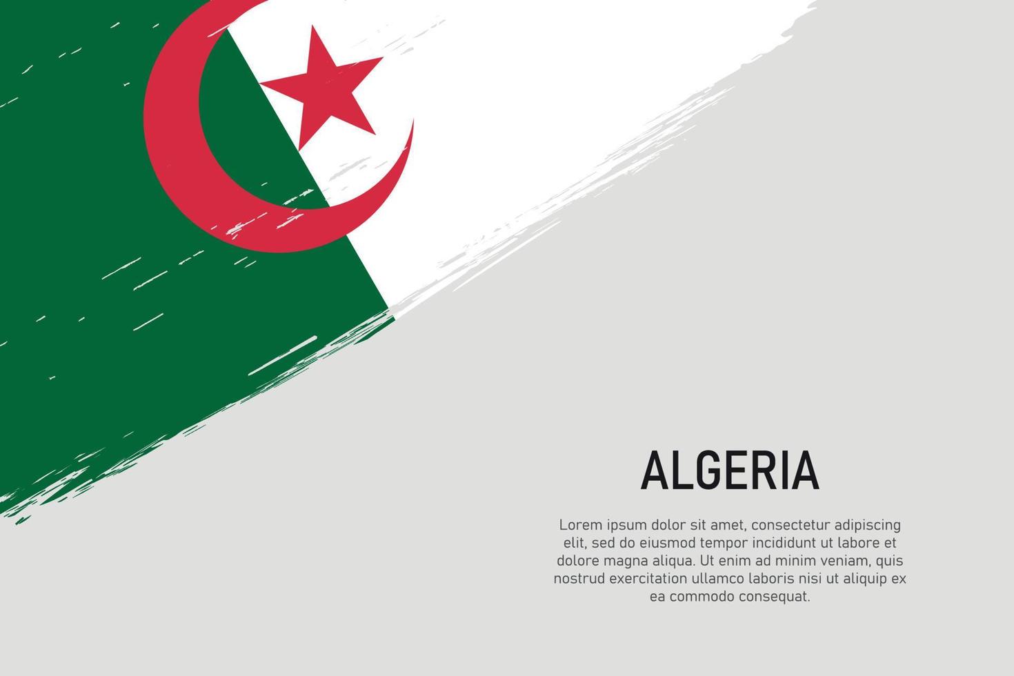 Grunge styled brush stroke background with flag of Algeria vector