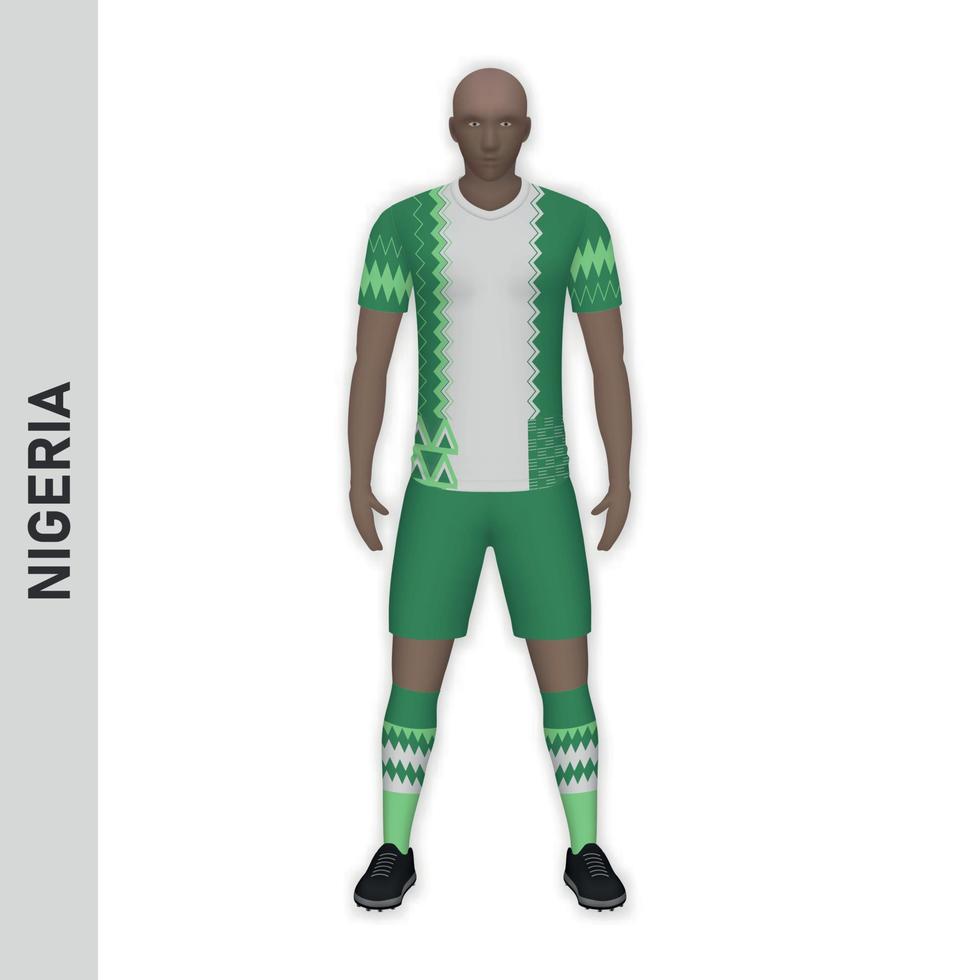 3D realistic soccer player mockup. Nigeria Football Team Kit tem vector