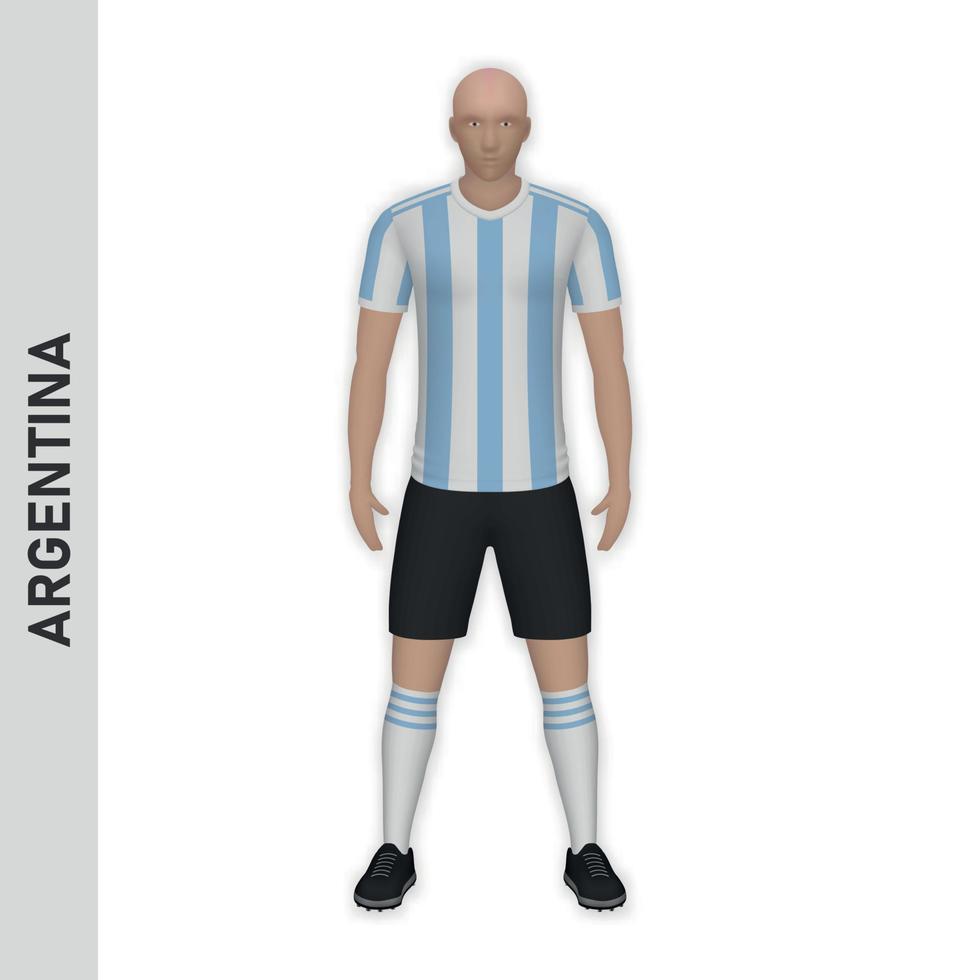 3D realistic soccer player mockup. Argentina Football Team Kit t vector