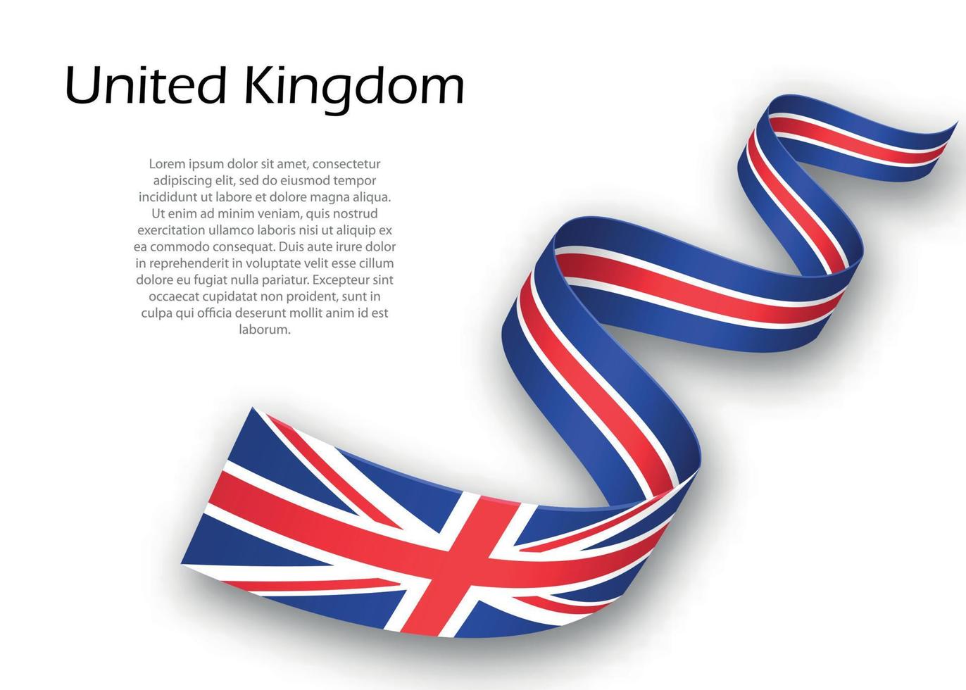 Waving ribbon or banner with flag of United Kingdom vector
