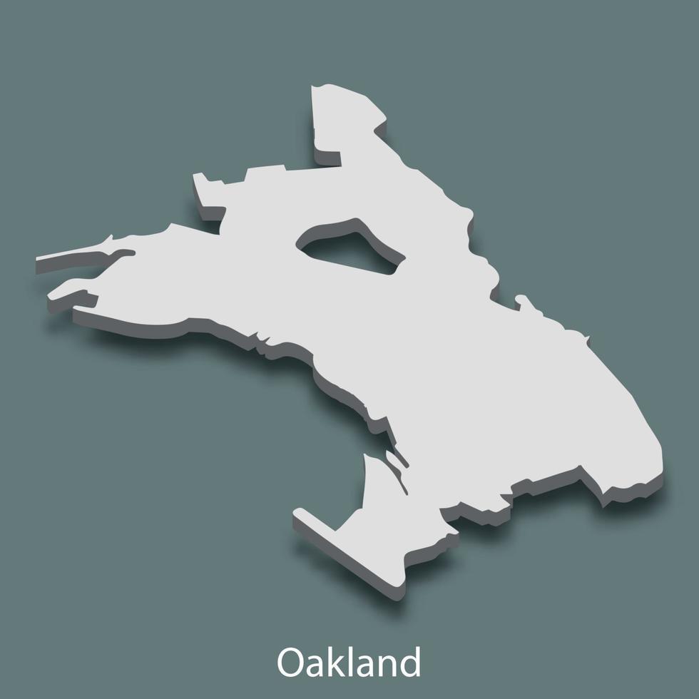 3d isometric map of Oakland is a city of United States vector