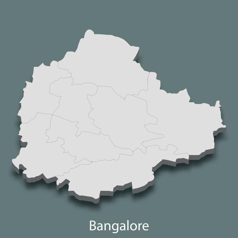 3d isometric map of Bangalore is a city of India vector