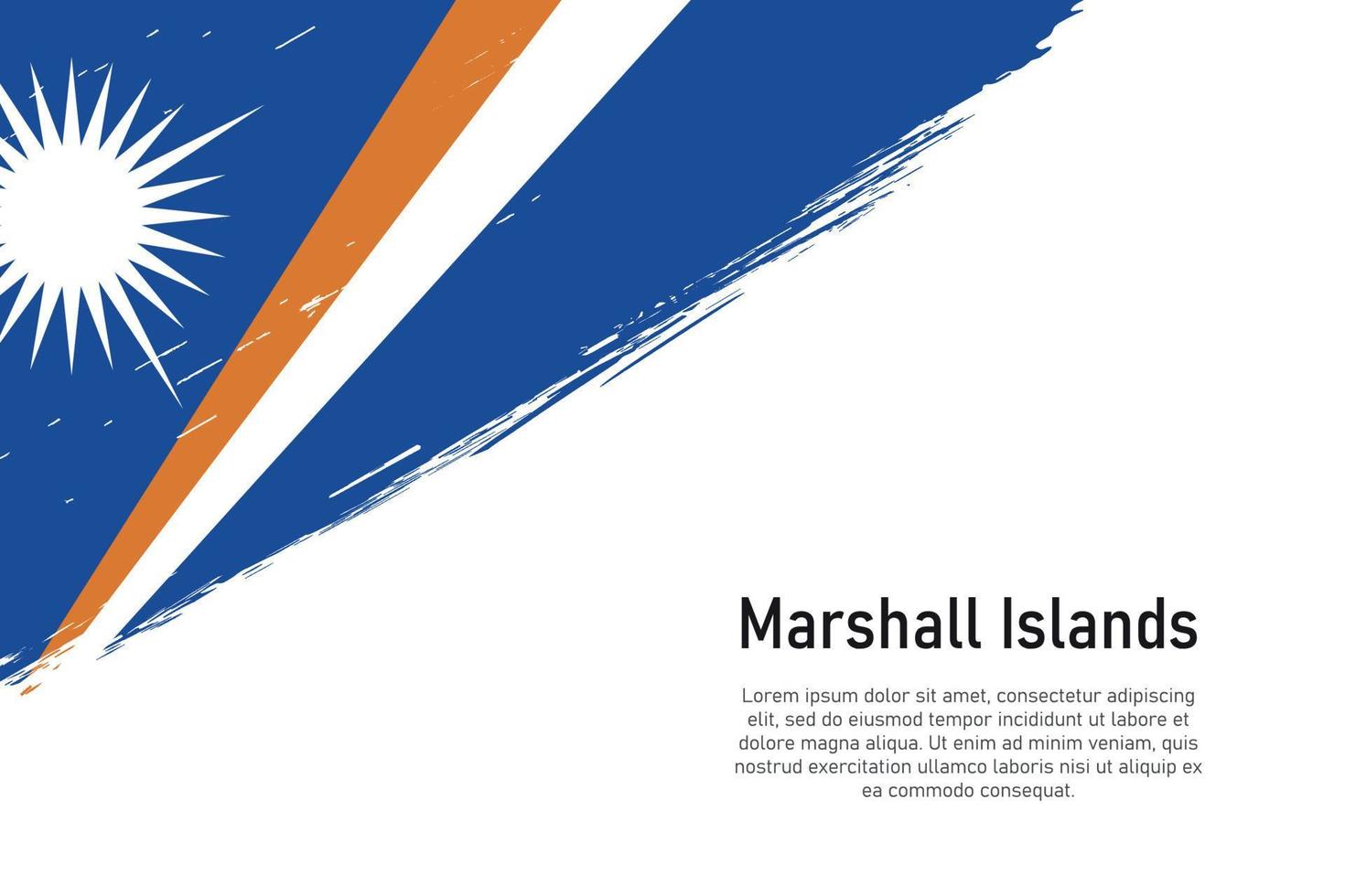 Grunge styled brush stroke background with flag of Marshall Isla vector