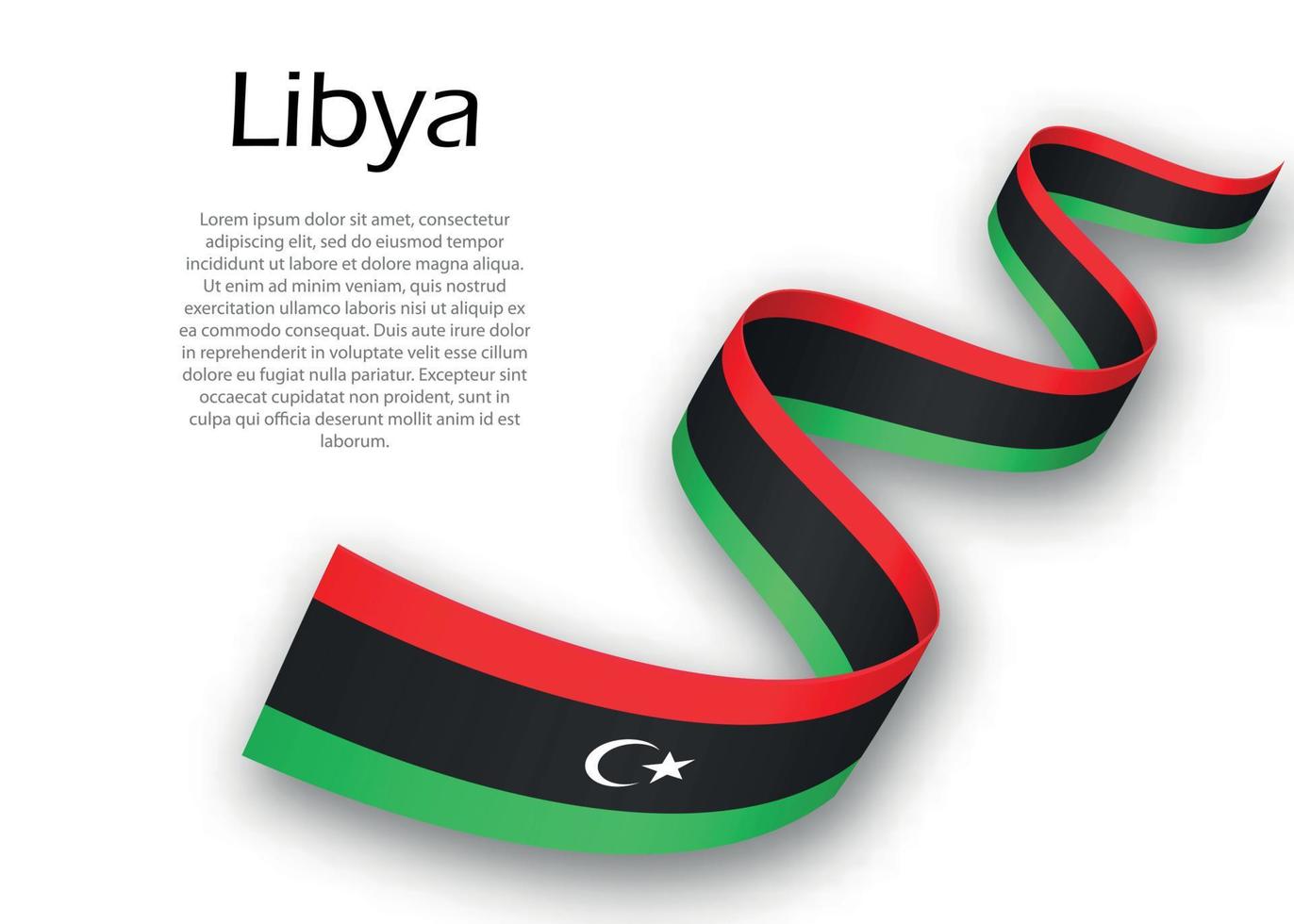 Waving ribbon or banner with flag of Libya. Template for indepen vector