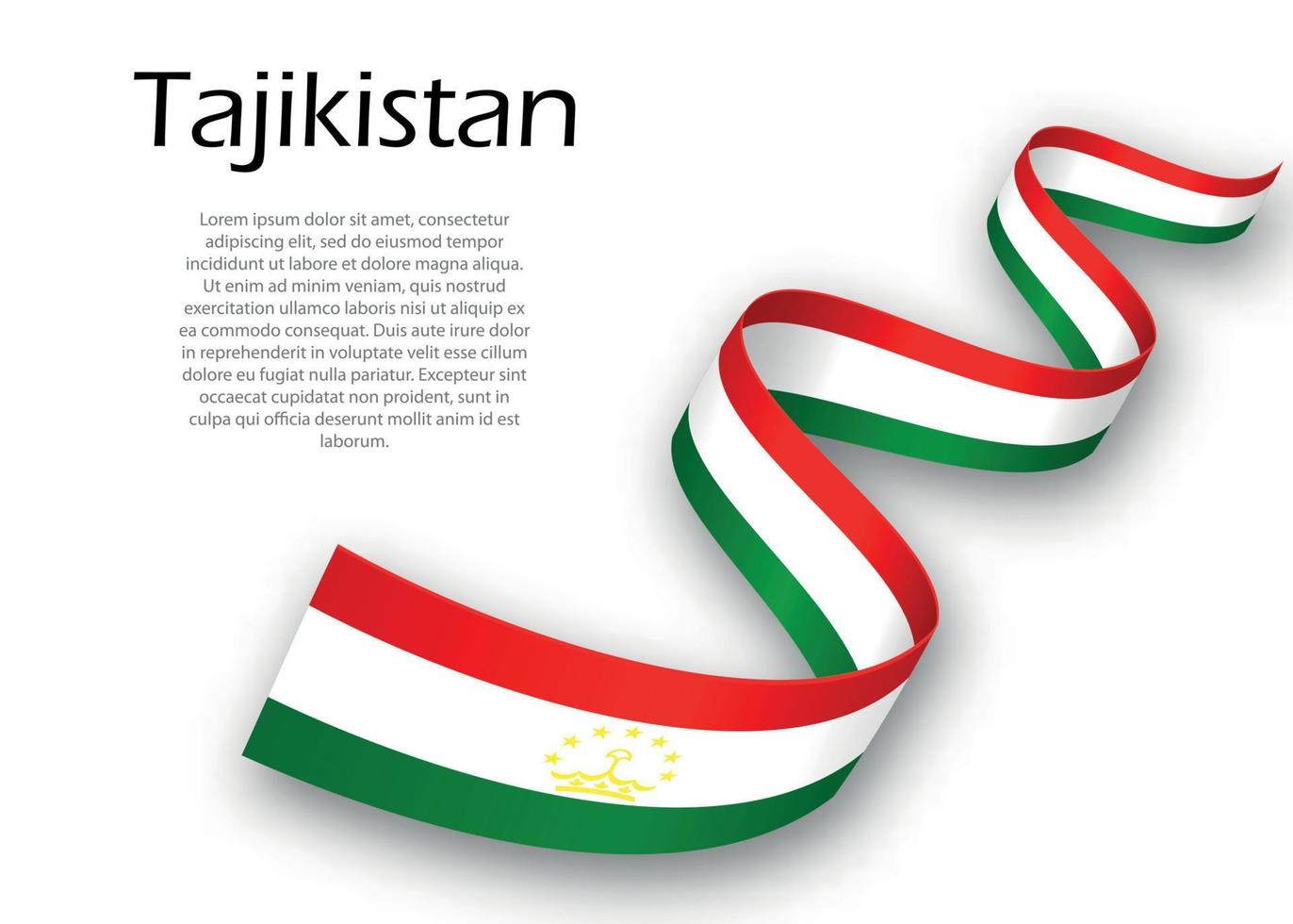 Waving ribbon or banner with flag of Tajikistan. Template for in vector