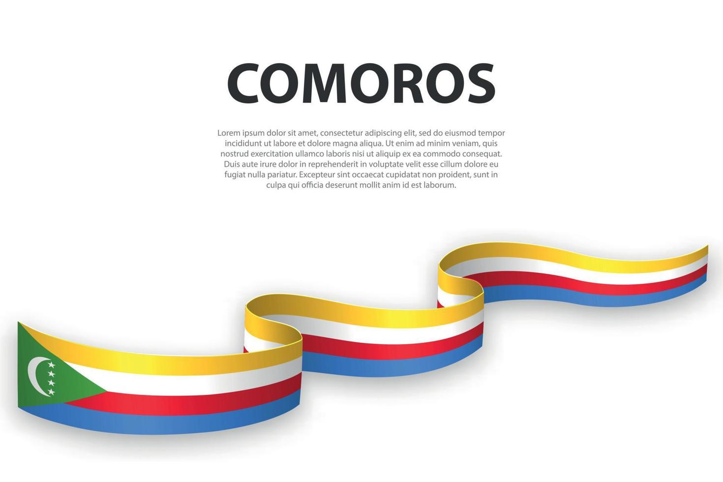 Waving ribbon or banner with flag of Comoros vector